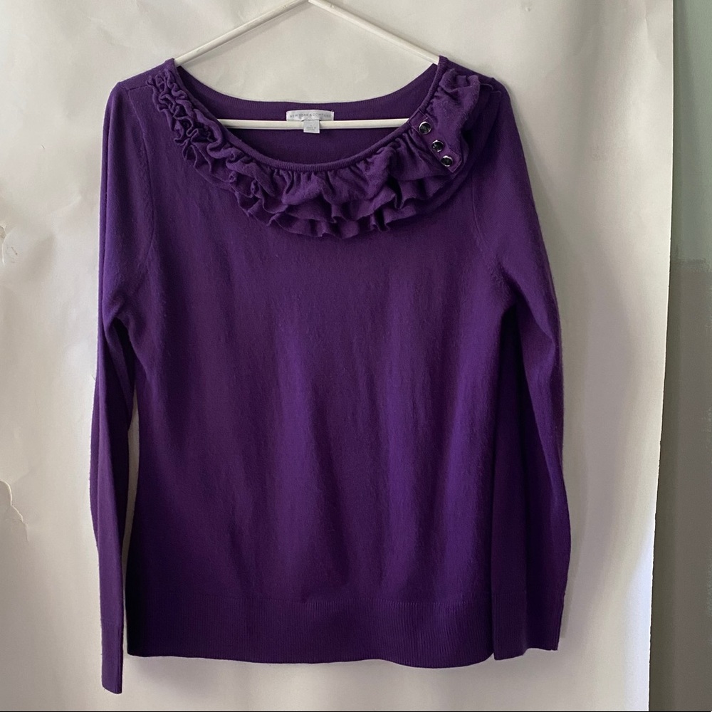 NY&Co Ruffle Neck Pullover Sweater Sz L